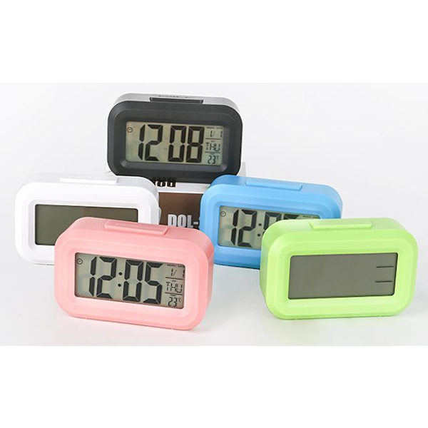Ny student väckarklocka, smart skrivbords multifunktionsklocka, med lysande temperaturkalender, med bakgrundsbelysning, AAA-batteri (självtillhandahållen) White