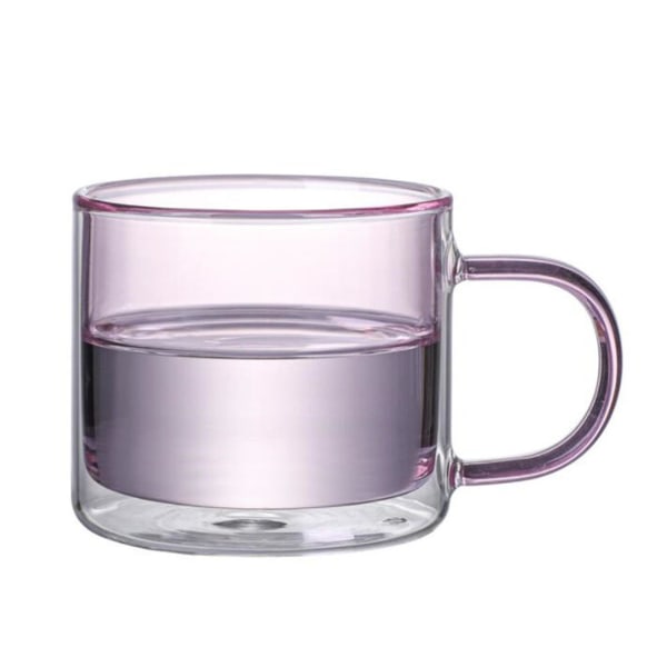 Dobbeltvægget glas vandkop isolerede glas farverige 250ml krus Pink 250ml