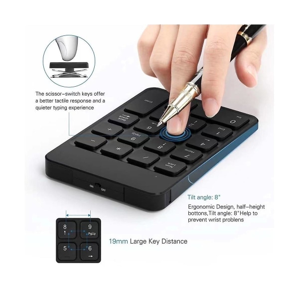 2.4g trådløst numerisk tastatur og musekombo, oppladbart 18-tasters tastatur muse sett for PC bærbar PC N