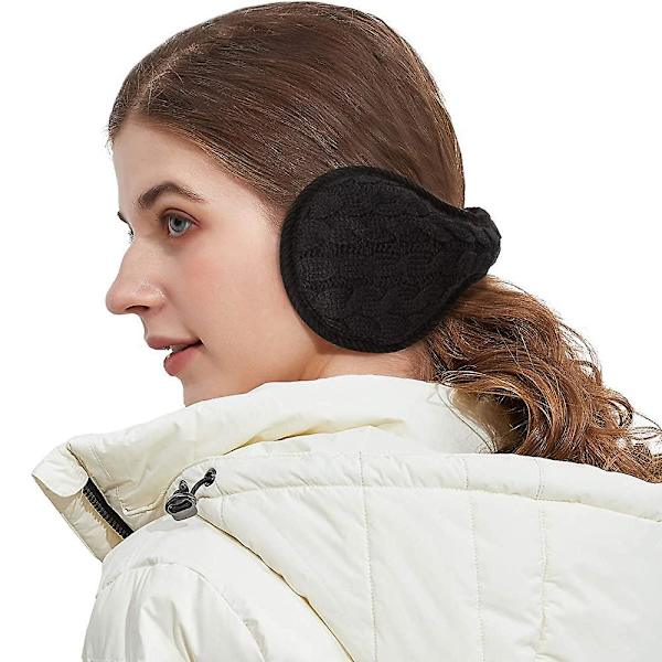 Varme strikkede ørevarmere Foldable øremuffer øremuffer Vinter øremuffer Unisex Black