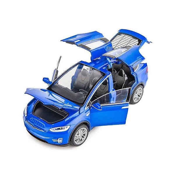 1/32 Tesla Model X 90d SUV Leikkiautomalli Valettu Metalli Miniatyyri Ääni & Valo Vetotakaisin 1:32 Kokoelma Lahja Pojalle Lapselle TESLA MODEL X Blue