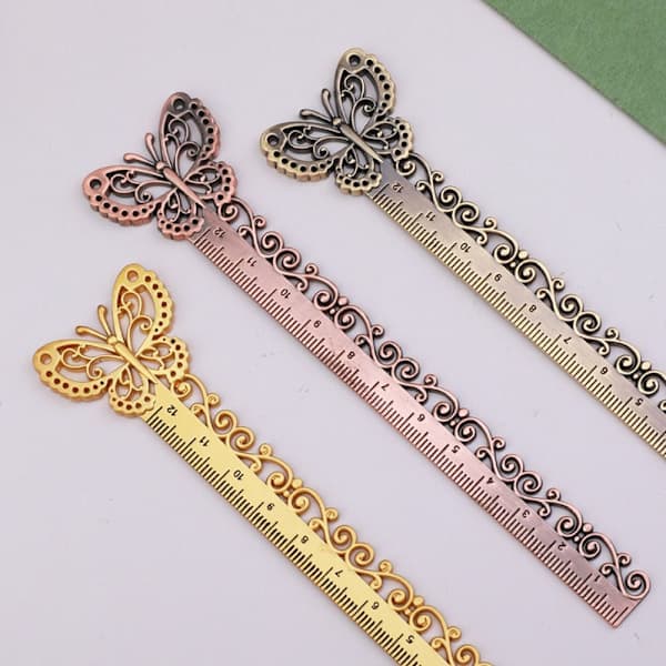 Vintage metalllinjal Rett linjal SØLV-A SØLV-A Sølv-A Silver-A Silver-A