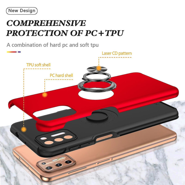 For Motorola Moto G9 Plus PC + Tpu Magnetisk Etui Red