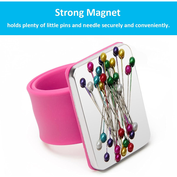 Magnetisk handledssömnad, bärbar armnålskudde magnetisk nålkudde med handledsband för sömnadskollektion Pink