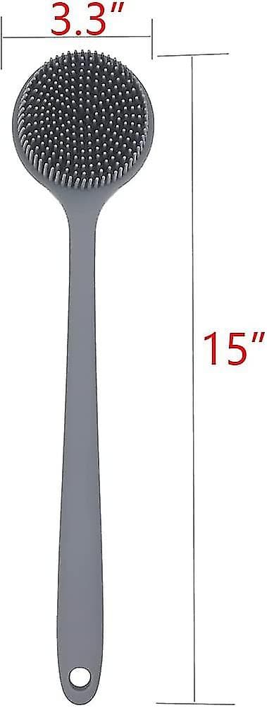 Yaju pitkävartinen suihkuharja vartaloharja silikoniselkäpesin (1 kpl, harmaa)