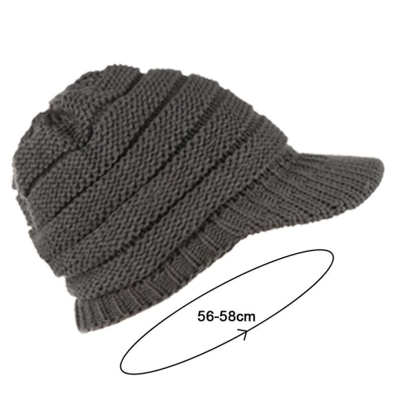 Kvinner Vinterstrikk Lue Vinterbrem Beanie Luer For Kvinner Slouchy Beanie Cap med Visir Varm Gray