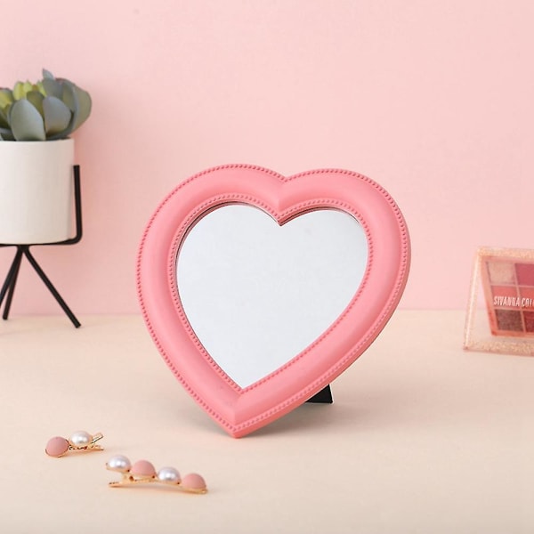 Kærlighedsspejl Skrivebordssminkespejl Vægmonteret Dual-use forfængelighedsspejl Pigeværelse Vægdekor Hjerte-sh