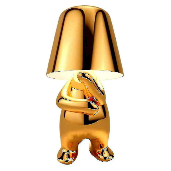 Sengside Touch Bordlampe, Guld Thinker Lampe Skrivebordslampe Trådløs Genopladelig Bærbar Dekorativ Natbordslampe Med Usb-opladning B gold
