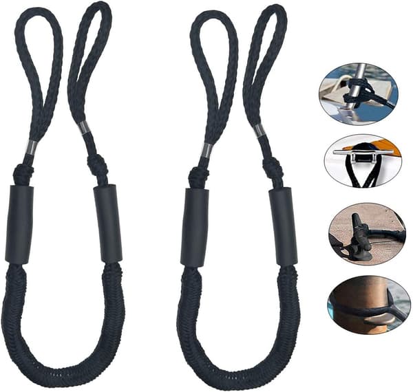 Bungee Dock Line fortøjningsreb til båd 108 cm sort 2-pak