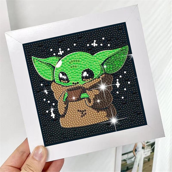 4 stk/sett Full Drill 5d Diamond Painting Diy Kit Kids Diamond Picture Arts And Crafts Toys Yoda Mario Sonic Stitch Bursdagsgavene