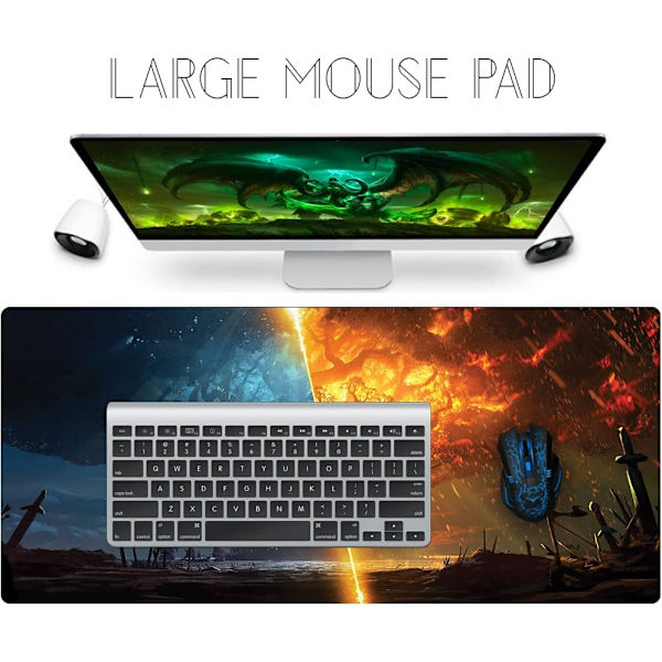 Professionelt Gaming Mousepad, Tilpasset Design med Syet Kant Vandafvisende Skridsikker Gummibund Mousepad Perfekt til Laptop, Computer (900x400x3mm)
