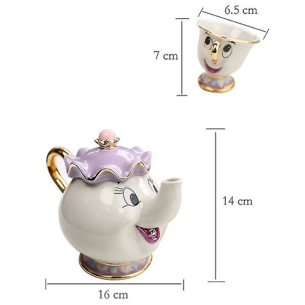 Tegneserie Skønheden og Udyret Tekande Kopsæt Fødselsdagsgave Single Cup