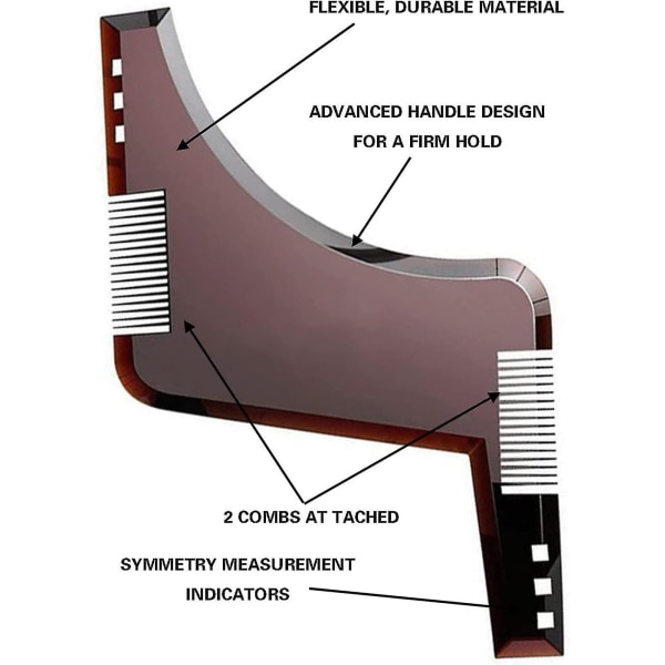 Skægsskabelon, Skægguide Shaper Med Kam, Skæg Styling Værktøj, Symmetriske Skægsskabeloner Og Skægkontur Brown