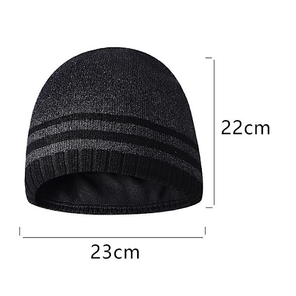 Vinter Beanie Hat Varmt Strikket Cuffed Plain Toboggan Cap