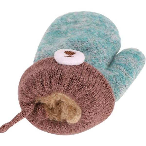 Toddler Magic Stretch Mittens Tjocka Plyschfodrade, Vinter Baby Boys Girls Stickade Vantar Varma Fluffiga Hel Fingerhandskar Kallt Väder Skidhandskar