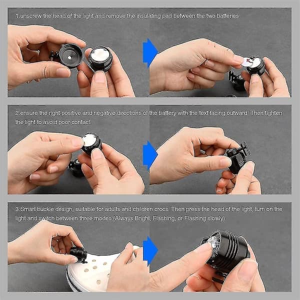 Hodelykter Plast Krok Liten Lys Morsom Sko Tilbehør Løping Og Camping Usb Oppladbar Rechargeable black