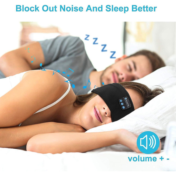 Kuulokkeet Bluetooth sanka,pehmeä melua vaimentava Sleeping Wireless Music Sport -kuulokkeet ultraohuilla stereokaiuttimilla, Long Time Play Sleep Earbu black