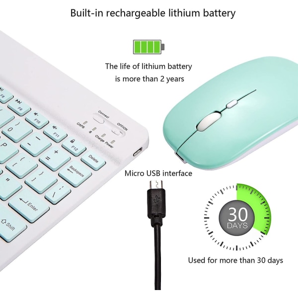 Erittäin ohut Bluetooth-näppäimistö ja hiiri -yhdistelmä Ladattava kannettava langaton näppäimistö ja hiiri