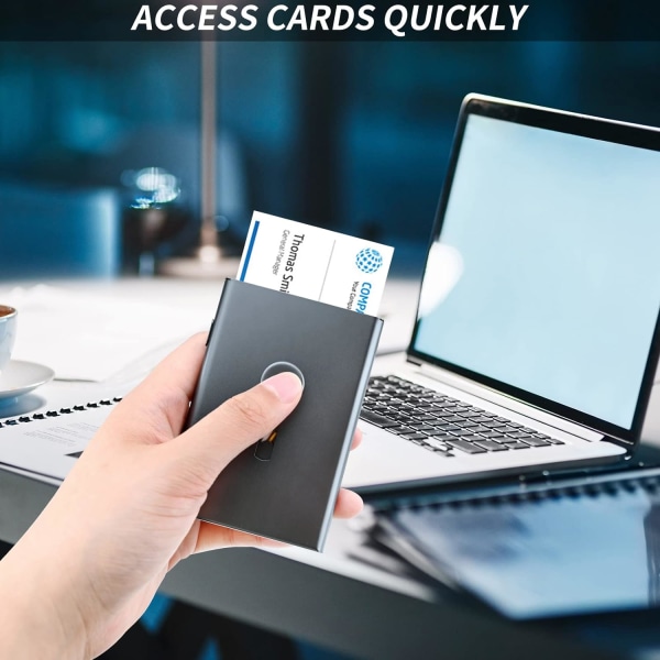 Visitkort, holder Bærbart kortbeskytter etui Aluminiumslegering Slank Card Wallet Automatisk Pop Up Pocket Visitkortetui (grå)
