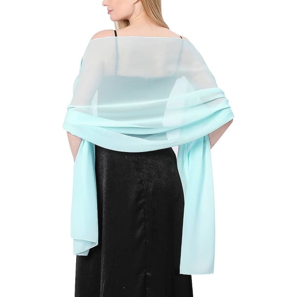 Genomskinliga mjuka chiffonsjalar och wraps för kvinnor av damer, lätta bröllopsklänningar för festklänningar Scarf Bride(Light Blue)