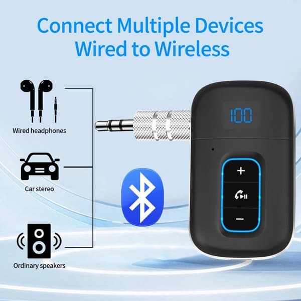 Auton Bluetooth-vastaanotin, Bluetooth-sovitin 3,5 mm:n AUX-liitäntä Bluetooth-vastaanotin kotikaiuttimille/stereoille