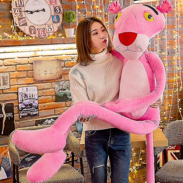 Rosa Pantern Plyschleksak Mjukt Stoppat Djur Docka För Barn Flickor Kvinnor 90cm Dressing
