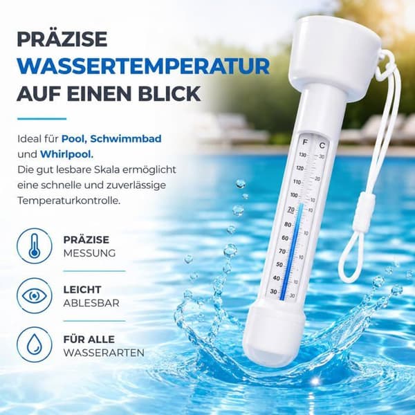 Flytende termometer - Bassengvanntermometer - For presis måling (standard)