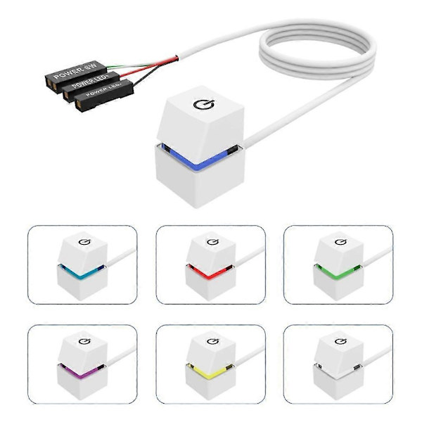 4m Extern PC Strömknapp Skrivbordsdator Moderkort På Av Strömbrytare White colorful light