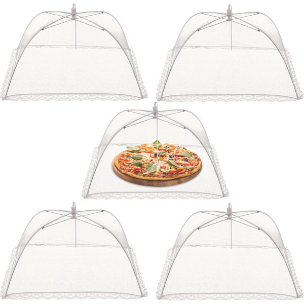 5 Mesh Pop-Up Matkåp för Kök, Picknick, Camping - Insekts- och Flugsäker Fint Mesh-Skärmöverdrag Hopvikbara Tält, Nätmatöverdrag Pop Up Tallriksöverdrag