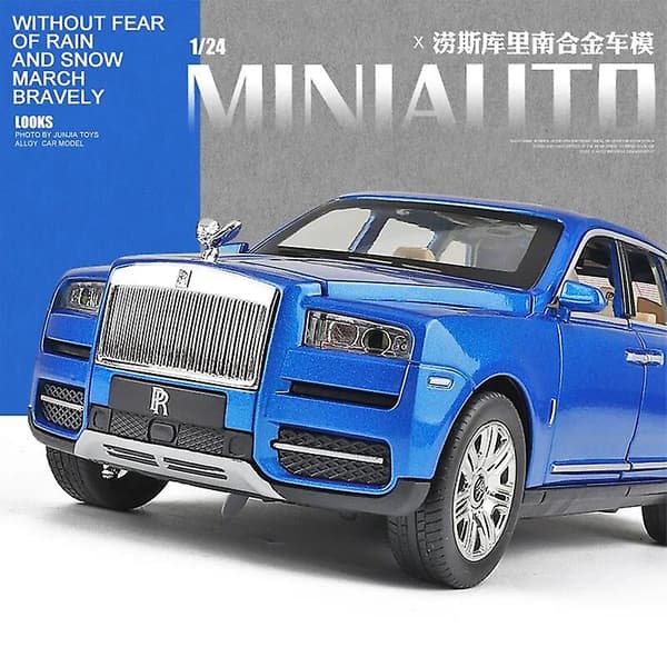 1:24 Rolls Royce Cullinan Legering Bilmodel Stor Størrelse Simulering Suv Metal Bilmodel Lys Lyd Træk Tilbage Skala Bil Miniatur Bil Blue send box E