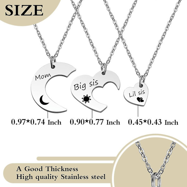 Selopu Halsband Mor Dotter Halsband Mamma Syster Smycken 3 st Mamma Storasyster Lillasyster Hänge Halsband