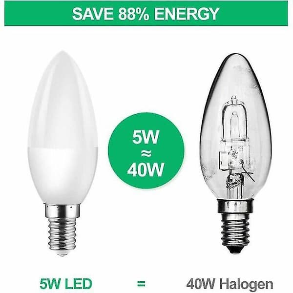6-pack E14 små Edison-skruv (ses) LED-lampor motsvarande halogenlampor 40w C37 400lm 3000k varmvit (hy)