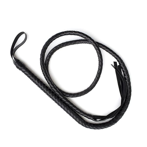 1,9 m Bull Whip Læder Og Ruskind Flettet Hestepiske (sort)