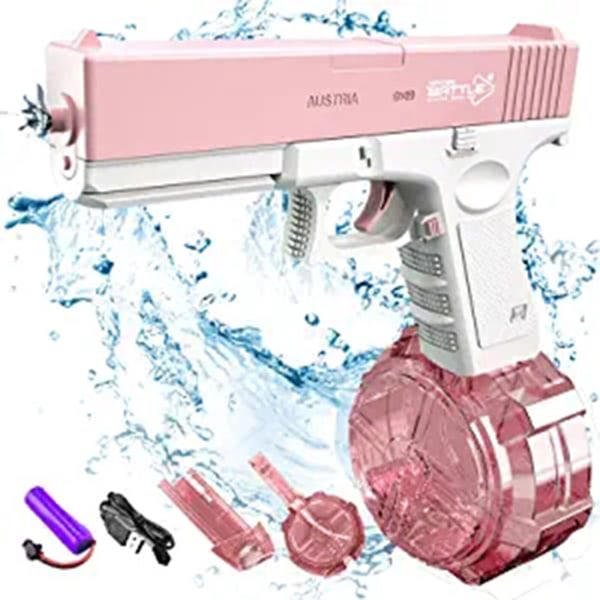 Elektrisk vattenpistol Glock Automatisk vattenblåsare simleksak - pink 1 big water tank