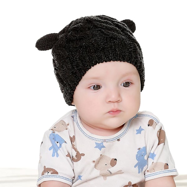 Baby høst og vinter lue og hanske sett M black
