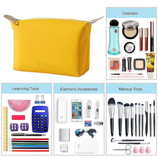 Kosmetiska väskor för kvinnor Sminkväska med dragkedja Makeup väska för resor Yellow