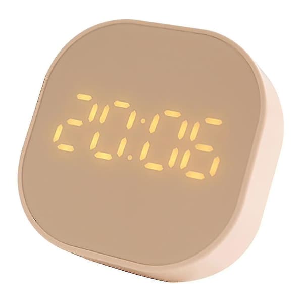 Kvadratisk liten väckarklocka Luminous Mute LED Multifunktionell digital klocka Ljus Pink