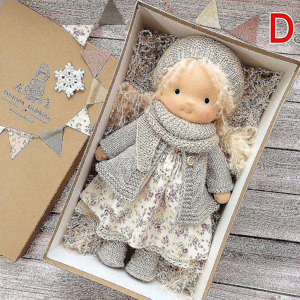Plysjdukke Waldorf Håndlaget Myk Fylt Bomullsdukke Jente Med Gyllent Krøllete Hår Beste Gave Til Barn Plysj Stoff Kawaii Dukke Leker-i D