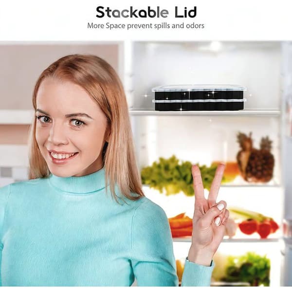 Set med 3 isbitsformar i silikon, 37 hål, stapelbara, med lock, LFGB-certifierade och BPA-fria, svarta