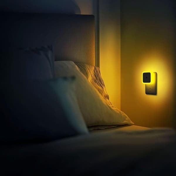Vægmonteret natlampe - Pakke med 4 - Gul - Skumring-til-daggry sensor - Velegnet til soveværelser