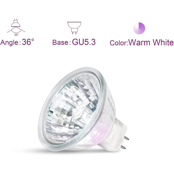 Halogenlampa 35w Gu5.3 2-stiftsbas, 12v 2700k Varmvit Spotlight 36° strålvinkel 4000 timmars livslängd Dimbar Halogenlampa Dikroisk - 6pack