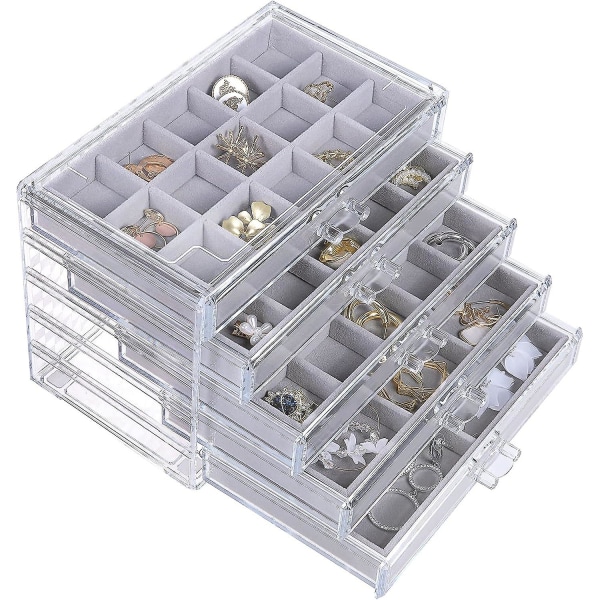 Korvakorukorujen organizer , 5 laatikkoa, syntymäpäivä- ja äitienpäivälahja, kirkas akryylikorulaatikko