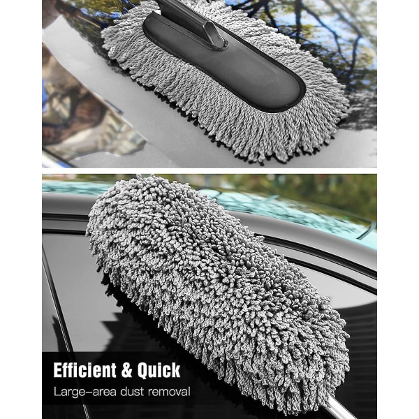 Bil støvsuger, forlengbart langt håndtak mikrofiber bil duster utvendig ripefritt bil rengjøringsverktøy,