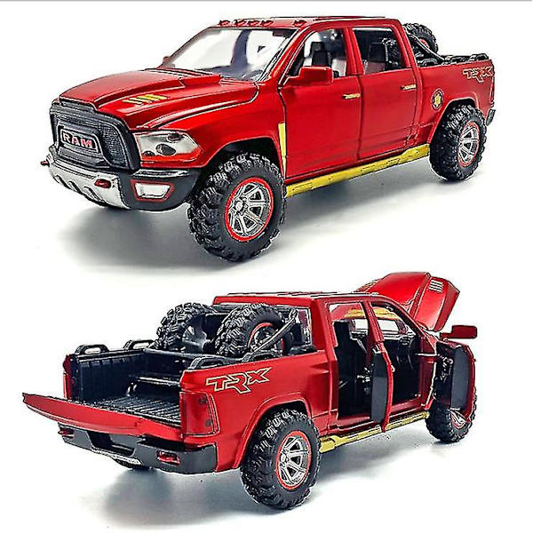 1:32 Dodge Ram -lava-auton pienoismalli, jossa vararengas, ääni ja valo, paluulelu lasten syntymäpäiville Black