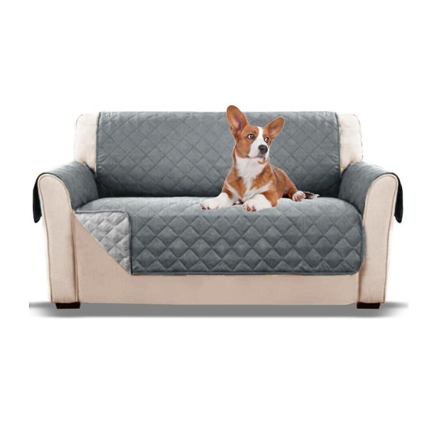 Sofaovertræk til kæledyr 1/2/3 sæder Betræk Quiltet Vaskbart Slipcover Sofabeskytter 2 Seater Grey