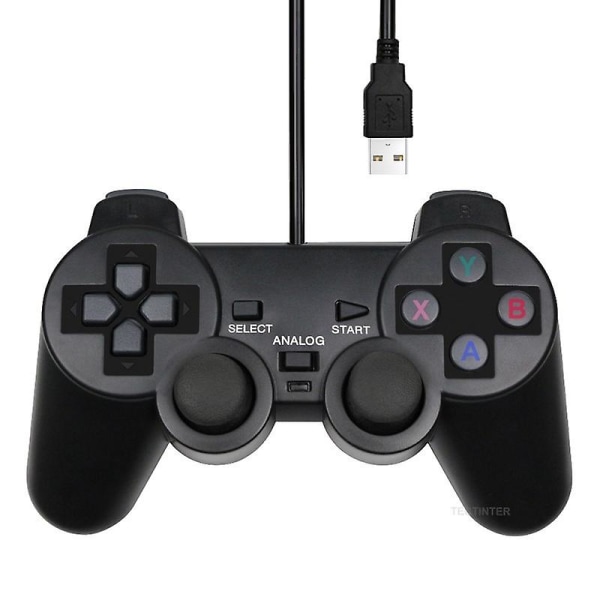 Kablet USB PC-spillkontroller for Winxp/win7/win8/win10 for PC-datamaskin bærbar svart spillkontroll joystick A Black