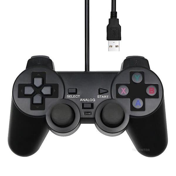 Trådbunden USB PC-spelkontroll för Winxp/win7/win8/win10 för PC-dator bärbar dator Svart Gamepad Joystick A Black