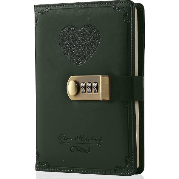 Dagbog med lås til piger - Læder password lås journal søde hemmelige dagbøger notesbog med kombinationslås til kvinder voksne B6 størrelse 5,3x7,8 tommer-