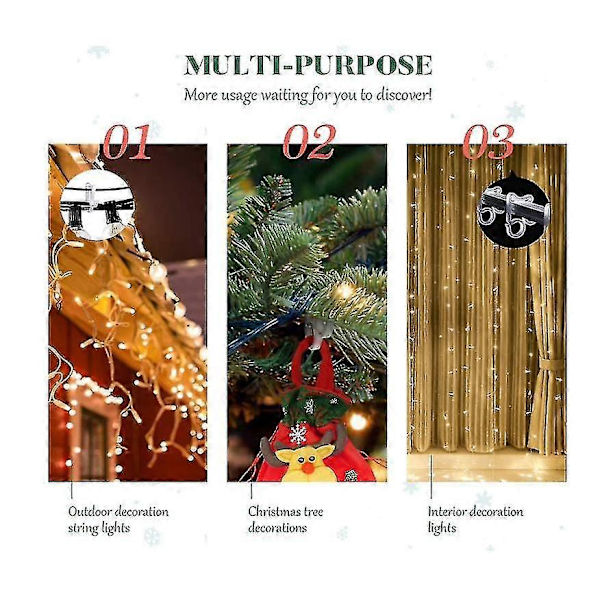 100 kpl Joulukoristevaloklipsit Ulkokourukoukut Joulukoristevalosarjat