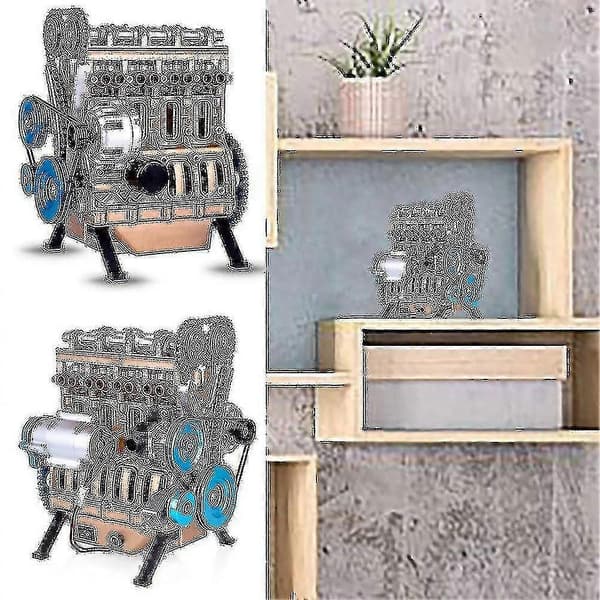 Sett sammen en hel-metallbil Mini montering Inline fire-sylindret motormodellsett Voksenleke Beste gave